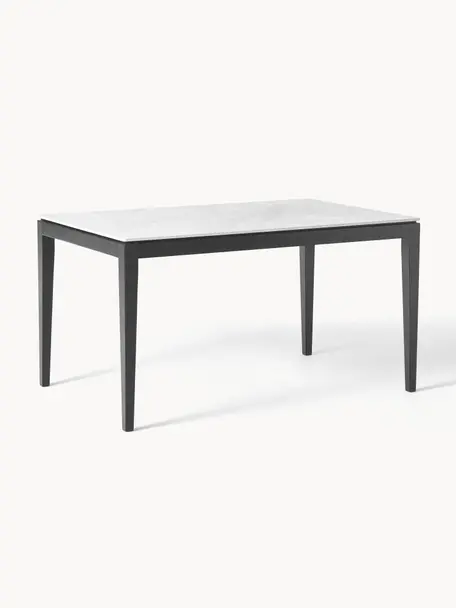 Esstisch Jackson mit Tischplatte in Marmor-Optik, verschiedene Größen, Tischplatte: Keramikstein in Marmor-Op, Marmor-Optik Weiß, Eichenholz schwarz lackiert, B 140 x T 90 cm