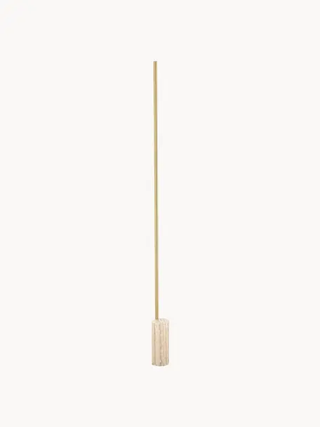 Dimmbare LED-Stehlampe Hilow Line mit Marmorfuss, Goldfarben, Beige, marmoriert, H 207 cm