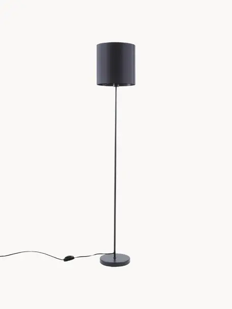 Lámpara de pie Mick, Pantalla: tela, Cable: plástico, Negro, Al 158 cm