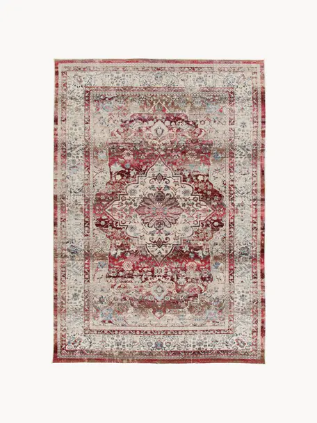 Teppich Vintage Kashan mit Vintagemuster, Flor: 100% Polypropylen, Rot, Beige, B 121 x L 173 cm (Größe S)