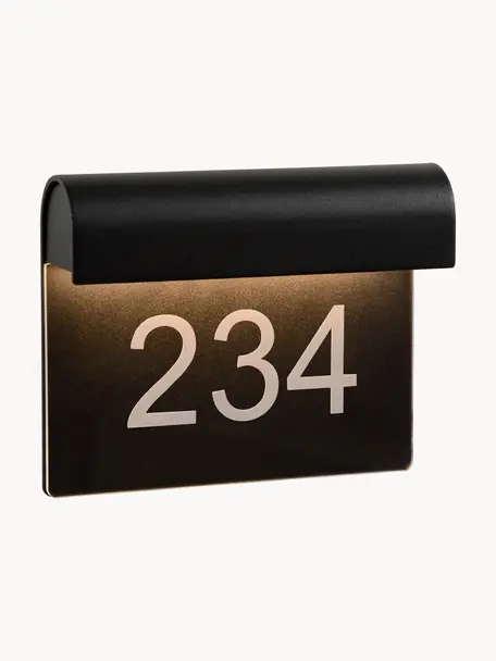 LED-Außenwandleuchte Thesi mit Hausnummer, Schwarz, B 20 x H 16 cm