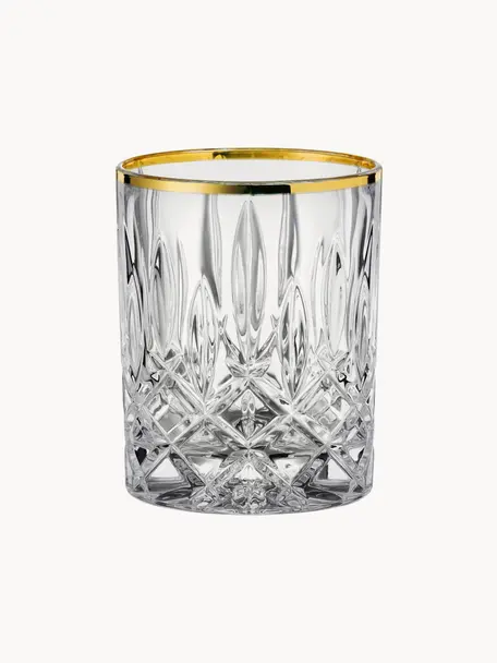 Kristall-Whiskygläser Noblesse, 2 Stück, Kristallglas, Transparent, Goldfarben, Ø 8 x H 10 cm, 300 ml