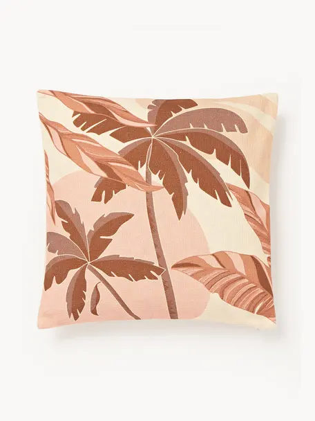 Kussenhoes Miro met palmboommotief, 100% katoen, Roodtinten, beigetinten, B 45 x L 45 cm