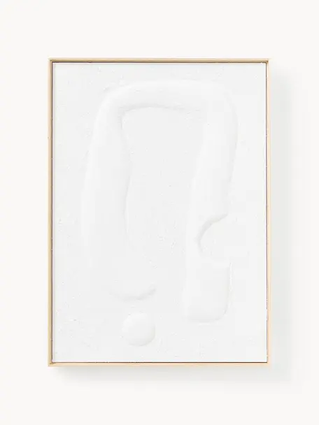 Handgefertigtes Wandobjekt Sanem, Rahmen: Eschenholz, lackiert, Eschenholz, Weiß, B 52 x H 72 cm
