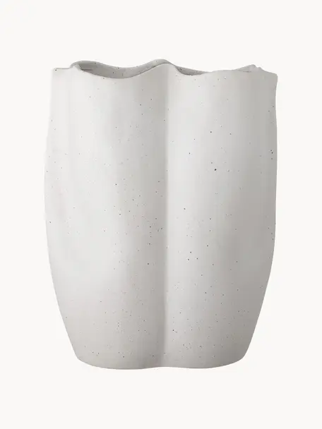 Vaso in gres dalla forma organica Elira, Gres, Bianco, Larg. 27 x Alt. 35 cm