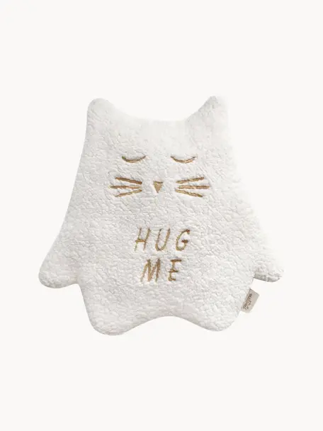 Ručně vyrobený mazlicí polštář Kitten, Polyester, Tlumeně bílá, Š 31 cm, D 33 cm