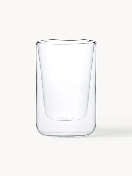 Doppelwandige Glas-Kaffeebecher Nero, 2 Stück, Glas, Transparent, Ø 8 x H 12 cm, 250 ml