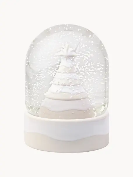 Boule de neige Winter Glow, Porcelaine Premium, verre, Beige clair, blanc, Ø 11 x haut. 13 cm