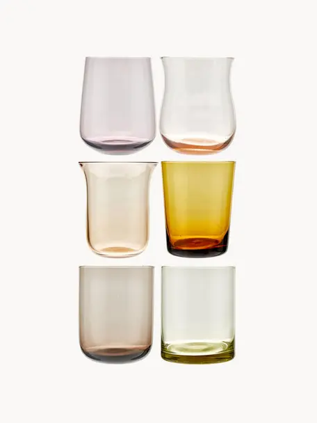 Verres à eau en verre soufflé bouche Desigual, 6 élém., Verre, soufflé bouche, Multicolore, transparent, Ø 8 x haut. 10 cm, 200 ml