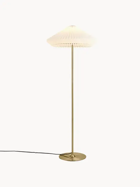 Stehlampe Paris, Lampenschirm: Kunstfaser, Weiss, Goldfarben, H 140 cm