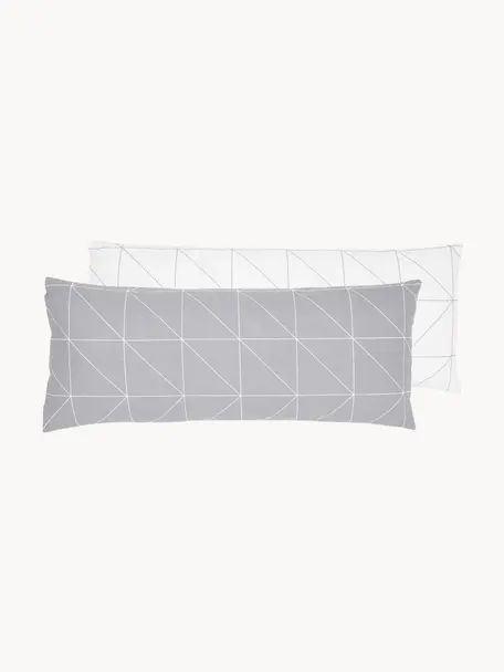 Funda de almohada de algodón Marla, Gris y blanco crema estampado, An 45 x L 110 cm