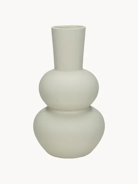 Vaso di design Eathan, Gres, Bianco crema, Ø 11 x Alt. 20 cm