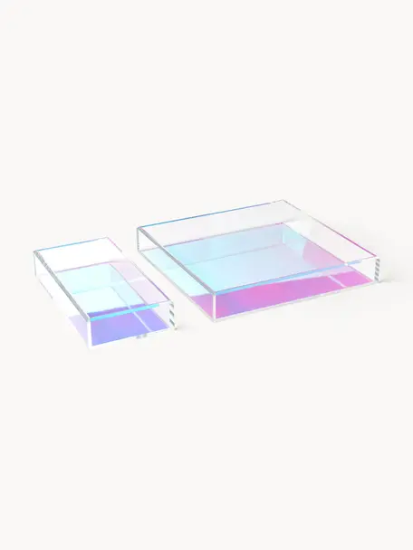 Deko-Tabletts Yuki, 2er-Set, Acrylglas, Bunt, Set mit verschiedenen Größen