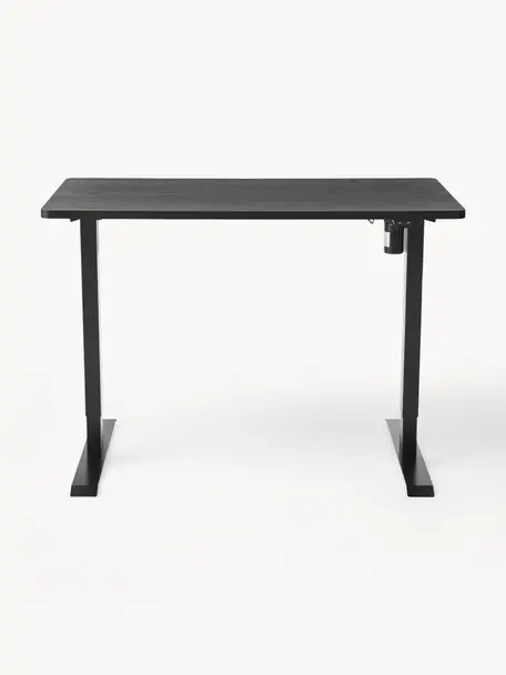 Höhenverstellbarer Schreibtisch Lea, Tischplatte: Sperrholz, Melamin beschi, Gestell: Metall, beschichtet, Schwarz, B 120 x T 60 cm