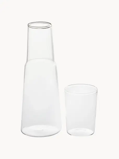 Handgefertigte Wasserkaraffe und Wasserglas Torre, 2er-Set, Borosilikatglas, Transparent, Set mit verschiedenen Größen