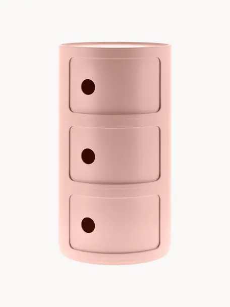 Design container Componibili, 3 modules, 100% biopolymeer van hernieuwbare grondstoffen, Mat roze, Ø 32 x H 59 cm