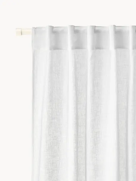 Halbtransparente Gardine Ibiza mit Tunnelsaum, 2 Stück, 100 % Polyester, Weiß, B 135 x L 260 cm