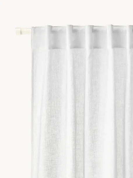 Rideaux semi-transparents avec pattes cachées Ibiza, 2 pièces, 100 % polyester, Blanc, larg. 135 x long. 260 cm