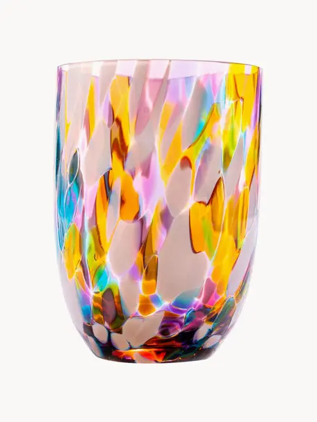 Ręcznie wykonana szklanka Splash, 6 szt., Szkło, Wielobarwny, Ø 7 x W 10 cm, 250 ml