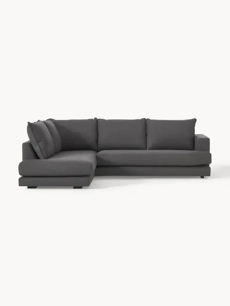 Ecksofa Tribeca, Bezug: 100 % Polyester Der hochw, Gestell: Massives Kiefernholz, Webstoff Anthrazit, B 274 x T 192 cm, Eckteil links