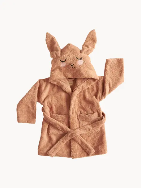 Peignoir pour enfant Bunny, tailles variées, 100 % coton bio, certifié GOTS, Nougat, larg. 36 x long. 48 cm (1 - 2 ans)