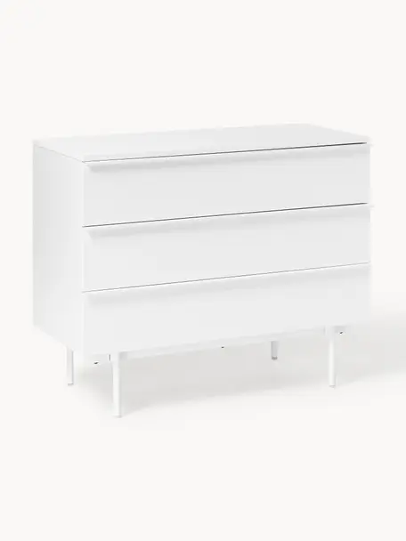 Cassettiera in legno Elona, Bianco, Larg. 100 x Alt. 80 cm