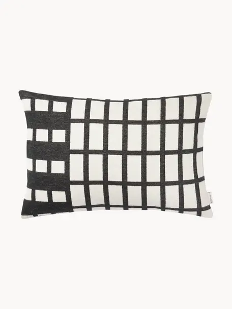 Baumwoll-Kissenhülle Contemporary, Baumwolle, Off White, Anthrazit, B 60 x L 60 cm