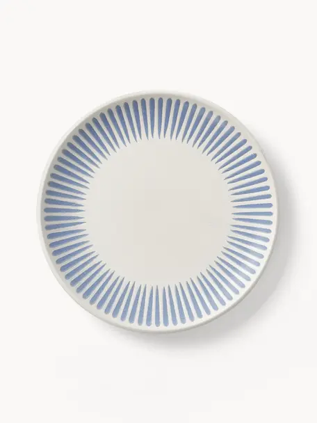 Snídaňové talíře s proužky Zabelle, 4 ks, Kamenina, Krémově bílá, modrá, Ø 23 cm, V 3 cm
