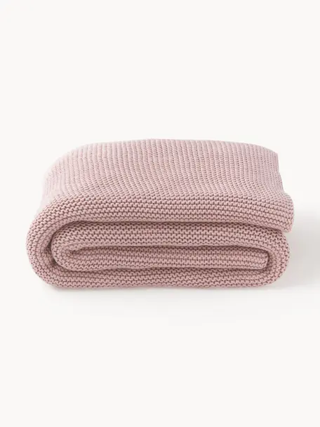 Strickdecke Adalyn, 100% Bio-Baumwolle, GOTS-zertifiziert, Hellrosa, B 150 x L 200 cm