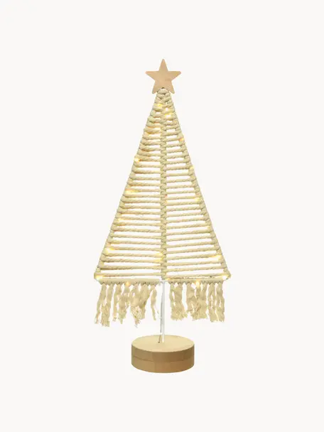 LED lichtobject Tisho, Hout, katoen, Beige, B 19 cm x H 40 cm