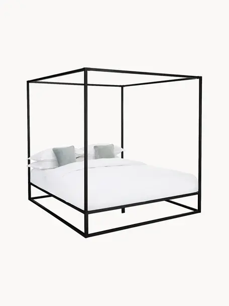 Cama de metal con dosel Belle, Metal con pintura en polvo, Negro, An 180 x L 200 cm