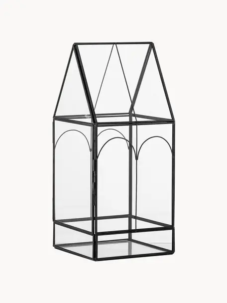 Vetrina natalizia in vetro Ianto, Cornice: metallo rivestito, Trasparente, nero, Larg. 25 x Alt. 26 cm