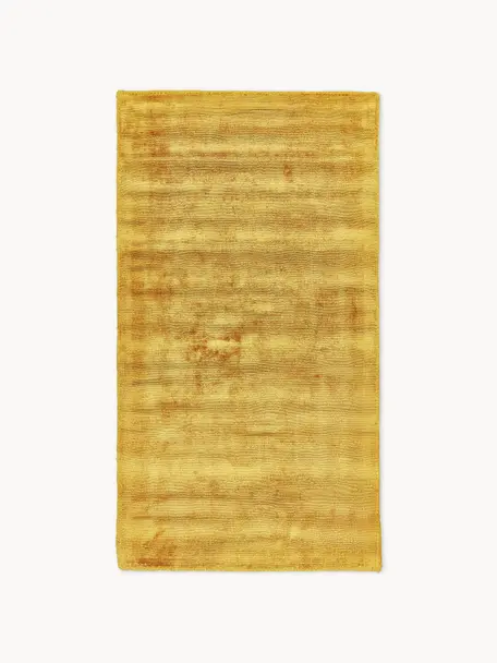 Tappeto in viscosa fatto a mano Jane, Retro: 100% cotone, Giallo sole, Larg. 200 x Lung. 300 cm (taglia L)
