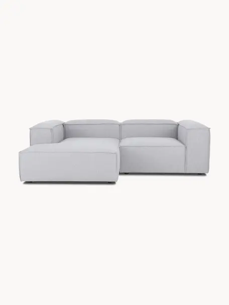 Modulares Ecksofa Lennon, Bezug: 100 % Polyester Der strap, Gestell: Massives Kiefernholz, Spe, Webstoff Grau, B 238 x T 180 cm, Eckteil links