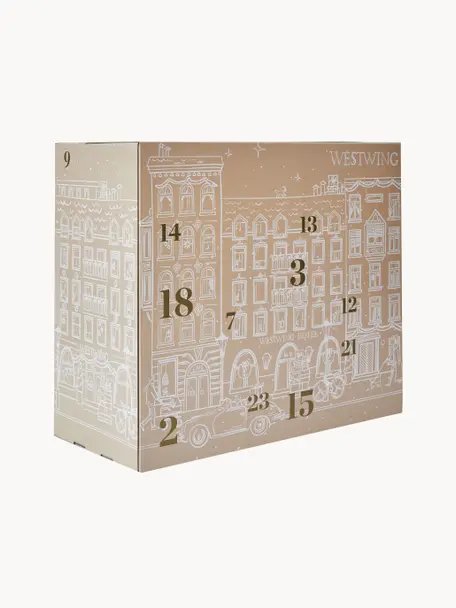 Adventný kalendár Westwing 2023, Béžová, biela, odtiene zlatej, Š 56 x V 49 cm