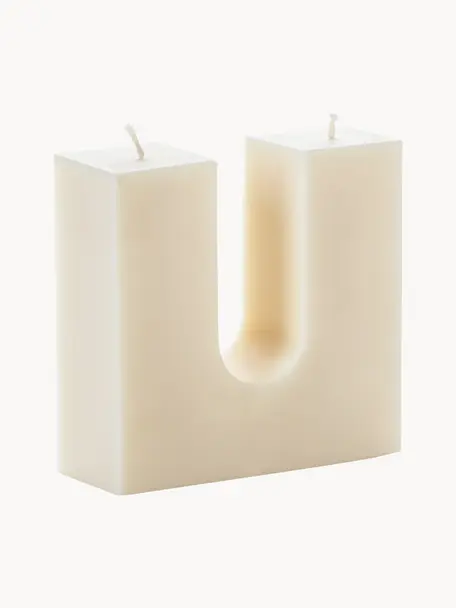 Ręcznie wykonana świeca z dwoma knotami Ella, Wosk, Kremowobiały, S 11 x W 12 cm