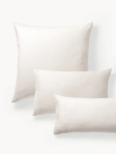 Funda de almohada de muselina Odile, Blanco Off White, An 45 x L 110 cm