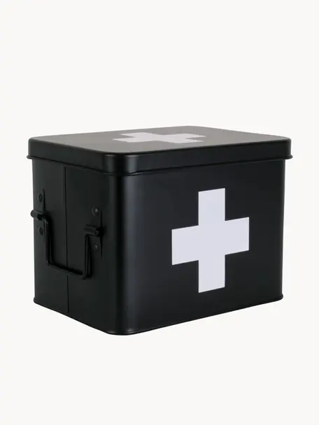 Aufbewahrungsbox Medicine, Metall, beschichtet, Schwarz, B 21 x H 16 cm