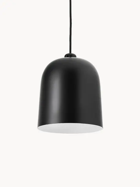 Kleine hanglamp Angle, Lampenkap: gecoat metaal, Diffuser: kunststof, Zwart, Ø 21 x H 32 cm