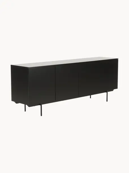 Aparador Elona, Estructura: tablero de fibras de dens, Patas: metal con pintura en polv, Negro mate, An 200 x Al 75 cm