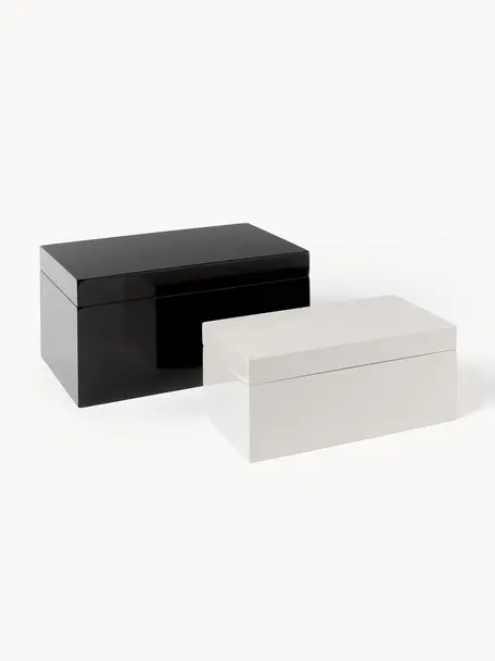 Set de cajas Kylie, 2 uds., Tablero de fibras de densidad media (MDF), Negro, Off White, Set de diferentes tamaños