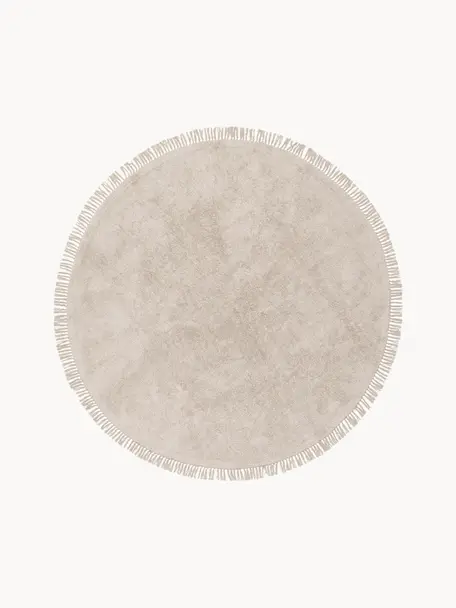 Okrúhly ručne tuftovaný bavlnený koberec so strapcami Daya, Béžová, Ø 250 cm (veľkosť XL)
