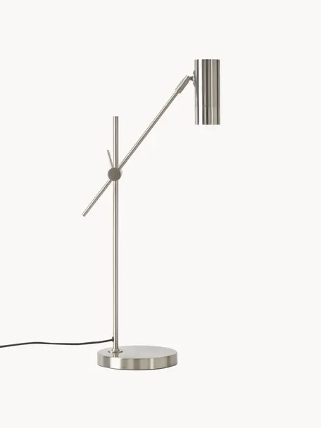Schreibtischlampe Cassandra, Lampenschirm: Metall, vermessingt, Silberfarben, glänzend, T 47 x H 55 cm