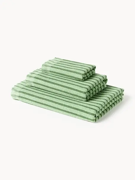 Set de toallas Irma, tamaños diferentes, Verde, Set de 4 (toallas lavabo y toallas ducha)