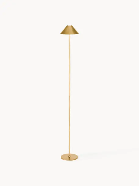 Malá prenosná stojacia LED lampa Hygge, Potiahnutý kov, Odtiene zlatej, V 134 cm