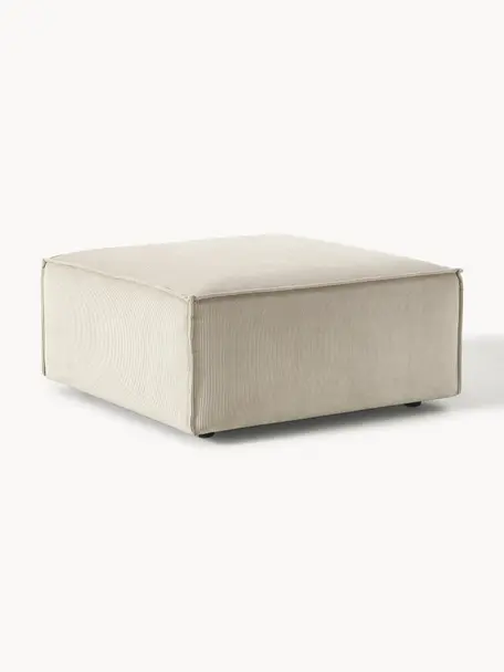 Sofa-Hocker Lennon aus Cord, Bezug: Cord (92 % Polyester, 8 %, Gestell: Massives Kiefernholz, Spe, Füße: Kunststoff Dieses Produkt, Cord Hellbeige, B 88 x T 88 cm