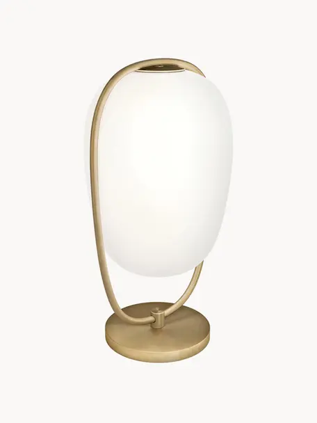 Lampa stołowa ze szkła dmuchanego Lanna, Stelaż: metal powlekany, Odcienie złotego, Ø 22 x W 40 cm