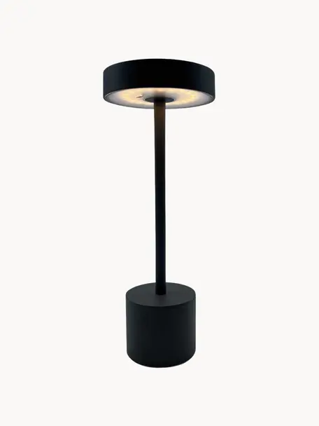 Lámpara de mesa LED regulable para exterior Roby, portátil y táctil, Lámpara: aluminio recubierto, Negro, Ø 11 x Al 30 cm