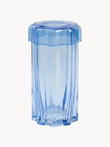 Handgefertigte Glas-Aufbewahrungsdose Astral, Glas, Blau, Ø 11 x H 21 cm