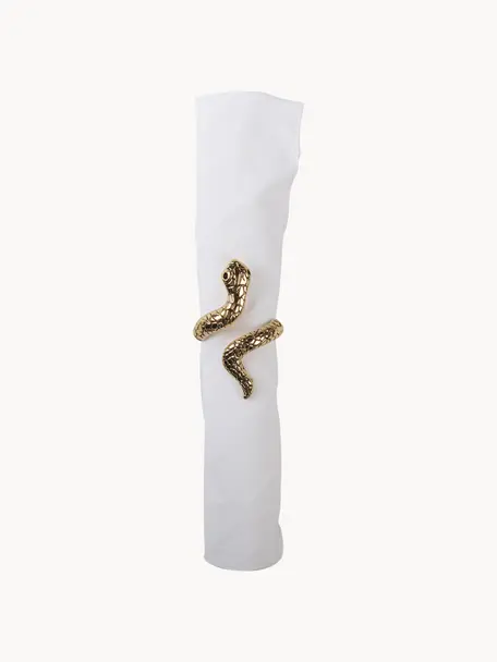 Portatovagliolo con motivo serpente Serpent 4 pz, Metallo, Dorato, Ø 4 x Alt. 6 cm